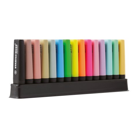 Marcadores Fluorescentes Stabilo Boss en colores fluorescentes naturales pastel - Juego de 15