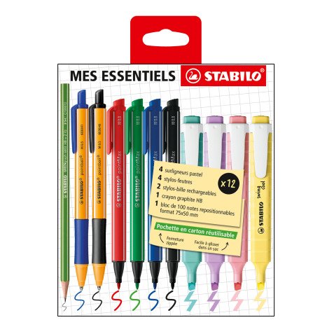 Kit d'écriture Mes essentiels Stabilo - Etui de 12