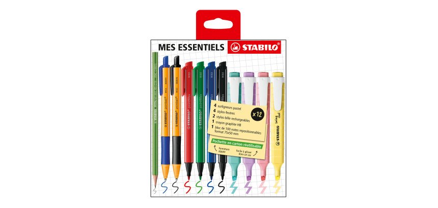 Kit d'écriture Mes essentiels Stabilo - Etui de 12