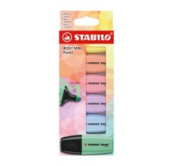 Surligneur Stabilo Boss pastel mini - Etui carton de 6