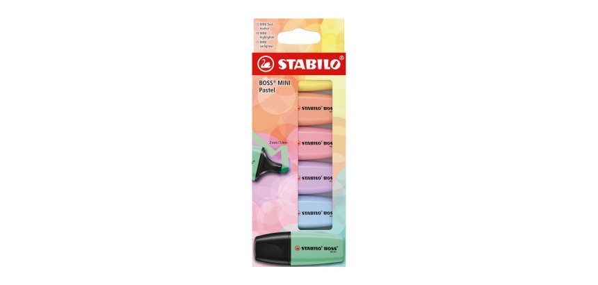 Surligneur Stabilo Boss pastel mini - Etui carton de 6