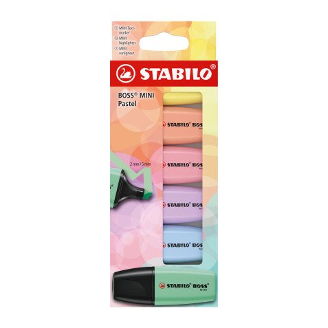 Surligneur Stabilo Boss pastel mini - Etui carton de 6