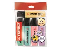 Surligneur Stabilo Boss pastel - Pochette de 5