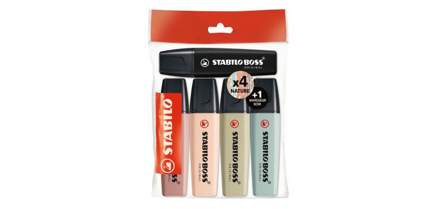 Surligneur Stabilo Boss nature Colors - Pochette de 5