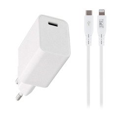 Pack de charge secteur USb C vers lightning 1 m blanc