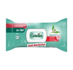 Lingettes nettoyantes extra-larges Carolin anti-bactérien - Arbre à thé - Paquet de 80
