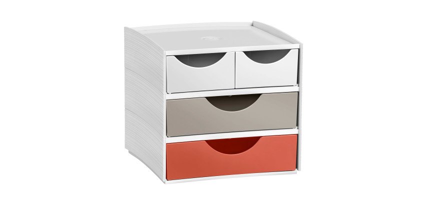 Mini plastic storage module Cep Terra Nova with 4 multicolored drawers