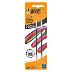 Refill for Smooth Bic 4-color ballpoint pen, medium point 1 mm - Pack of 2