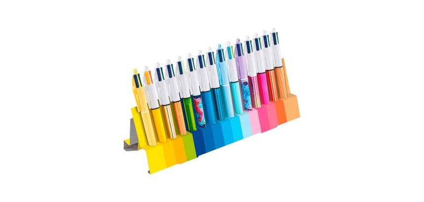 Stylo bille Bic 4 couleurs Collector rétracatable pointe 1 mm - écriture moyenne - Coffret de 15