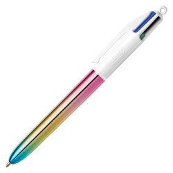 Stylo bille Bic 4 couleurs Gradient irisé rétractable pointe 1 mm - écriture moyenne