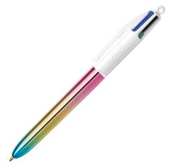 Balpen Bic 4 kleuren iriserende gradiënt intrekbaar punt 1 mm - medium schrijven