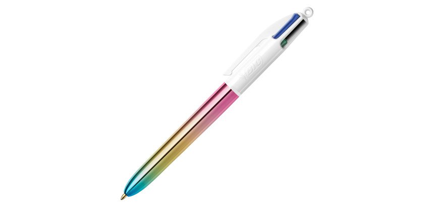 Stylo bille Bic 4 couleurs Gradient irisé rétractable pointe 1 mm - écriture moyenne