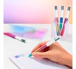 Stylo bille Bic 4 couleurs Gradient irisé rétractable pointe 1 mm - écriture moyenne