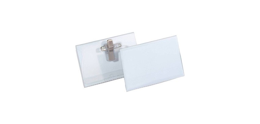 Badge Durable avec clip & épingle 90 x 54 mm - Boîte de 50