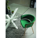 Table Argo 6 personnes - Plateau verre et pieds métal blanc