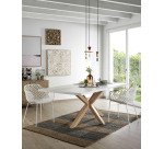 Table Argo plateau mélaminé blanc /pied métal pour 6 à 8 personnes