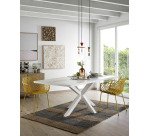 Table Argo plateau mélaminé blanc /pied métal pour 6 à 8 personnes