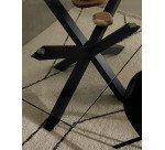 Table Argo 8 personnes - Plateau verre et pieds métal noir