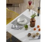 Table Argo plateau mélaminé blanc /pied métal pour 6 à 8 personnes