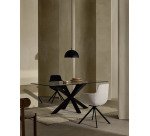 Table Argo 8 personnes - Plateau verre et pieds métal noir