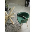 Table Argo 6 personnes - Plateau verre et pieds métal chêne