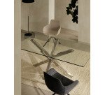Table Argo plateau verre/pied métal pour 6 à 8 personnes