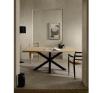 Table Argo 6 personnes - Plateau chêne et pieds métal noir