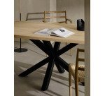 Table Argo 6 personnes - Plateau chêne et pieds métal noir