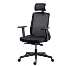 Chaise de bureau ergonomique COCO tissu et maille, avec accoudoirs 3D et appuie-tête, mécanisme synchrone, pieds noirs