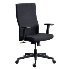 Chaise de bureau ergonomique TEAM PLUS, tissu, avec accoudoirs 1D, mécanisme synchrone, pieds noirs