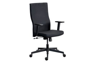 Chaise de bureau ergonomique TEAM PLUS, tissu, avec accoudoirs 1D, mécanisme synchrone, pieds noirs