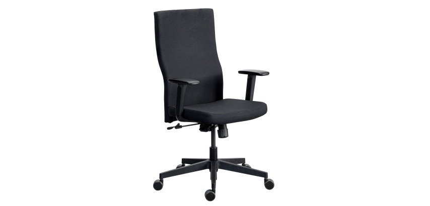 Silla de oficina ergonómica TEAM PLUS, tejido, con reposabrazos 1D, mecanismo sincronizado, patas negras