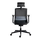 Chaise de bureau ergonomique COCO tissu et maille, avec accoudoirs 3D et appuie-tête, mécanisme synchrone, pieds noirs