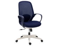 Chaise de bureau Shelly tissu et maille - Structure blanche - avec accoudoirs fixes - Mécanisme basculant centré - Pied blanc