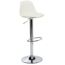 Tabouret Kocy Blanc - Réglable en hauteur - Structure chromé