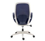 Chaise de bureau SHELL tissu et maille - Structure blanche - avec accoudoirs fixes - Mécanisme basculant centré - Pied blanc