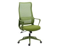 Office chair LINO - fabric and mesh - with armrests, headrest, and lumbar support - Centered tilting mechanism - Nylon base
