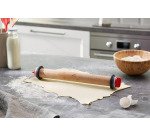 Rouleau à pâtisserie en bois avec anneaux