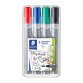 Marqueur permanent Staedtler Lumocolor 356 pointe ogive 2 mm - Pochette de 4 couleurs classiques