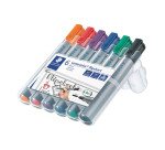 Marqueur permanent Staedtler Lumocolor 356 pointe ogive 2 mm - Pochette de 6 couleurs assorties