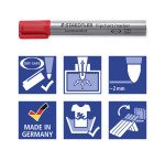 Marqueur permanent Staedtler Lumocolor 356 pointe ogive 2 mm - Pochette de 6 couleurs assorties