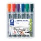 Permanenter Marker Staedtler Lumocolor 356 Rundspitze 2 mm - Packung mit 6 verschiedenen Farben