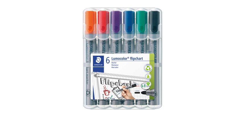 Marqueur permanent Staedtler Lumocolor 356 pointe ogive 2 mm - Pochette de 6 couleurs assorties