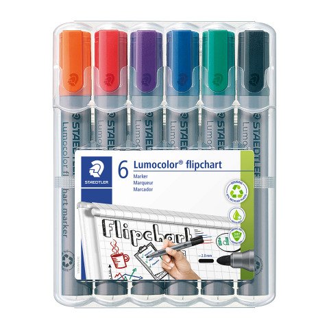 Marcador permanente Staedtler Lumocolor 356 con punta redonda de 2 mm - Paquete de 6 colores surtidos