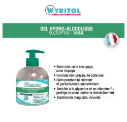 Gel hydroalcoolique désinfectant Wyritol Eucalyptus - Flacon à pompe 300 ml