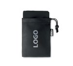 Serviette de sport avec pochette publicitaire en RPET toucher microfibre 30 x 80 cm - marquage 1 couleur