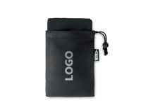 Sports towel with advertising pocket in RPET microfiber touch 30 x 80 cm - 1 color marking