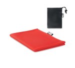 Serviette de sport avec pochette publicitaire en RPET toucher microfibre 30 x 80 cm - marquage 1 couleur