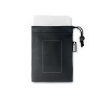 Serviette de sport avec pochette publicitaire en RPET toucher microfibre 30 x 80 cm - marquage 1 couleur