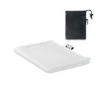 Serviette de sport avec pochette publicitaire en RPET toucher microfibre 30 x 80 cm - marquage 1 couleur
